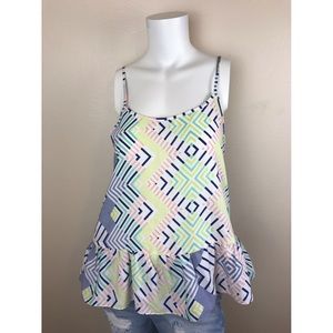 Anthropologie Eloise ruffle print tank